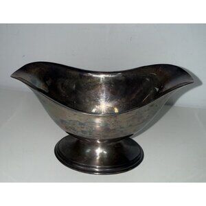 VINTAGE Silver Plated Gravy Boat Double Spouted Utilitarian Mid Century Modern